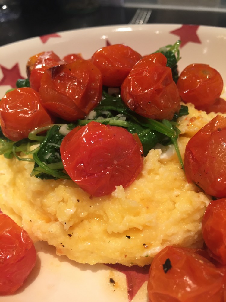 Roasted Tomatoes with Goat Cheese Polenta
